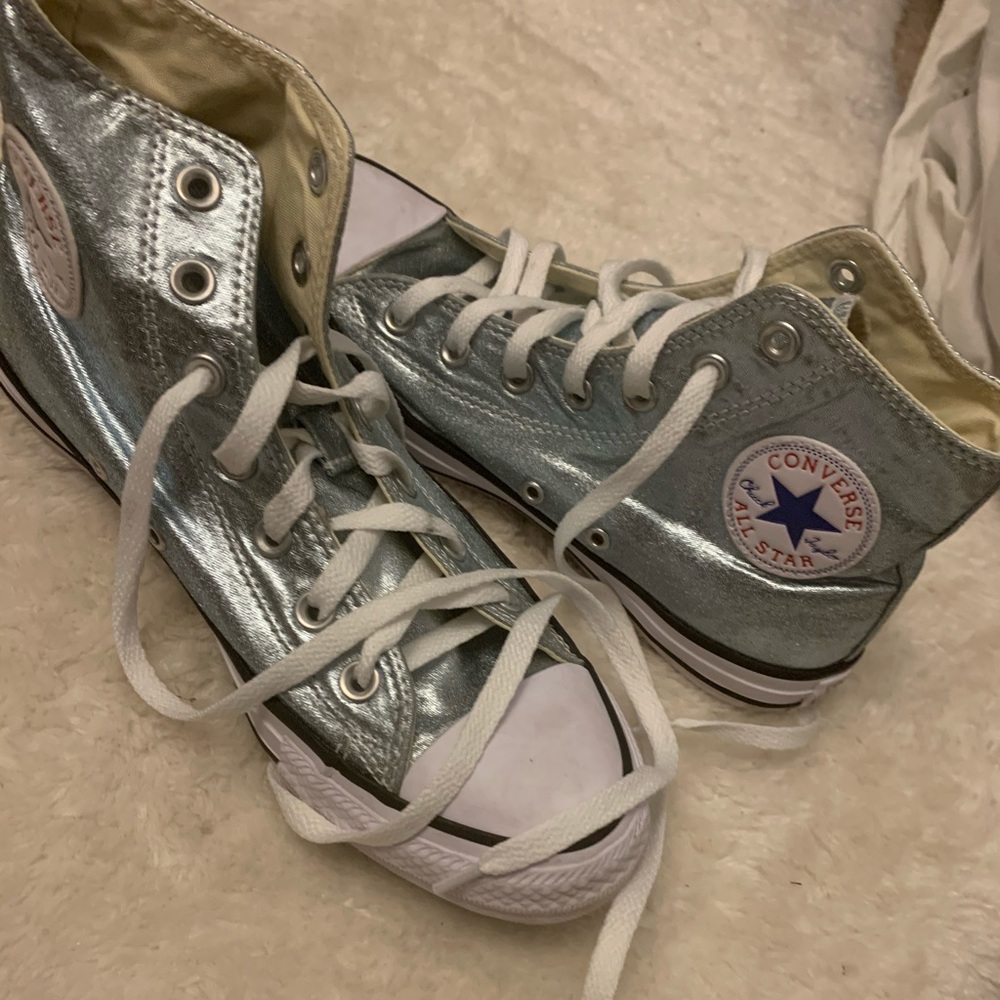 Metallic Blue High Top Converse